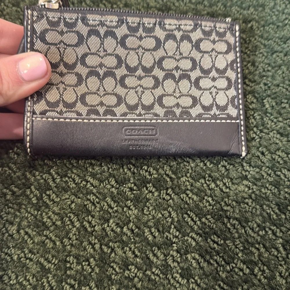 Coach Black Gray Signature wallet Jacquard Card ID Holder Key Chain host pick - Picture 14 of 15